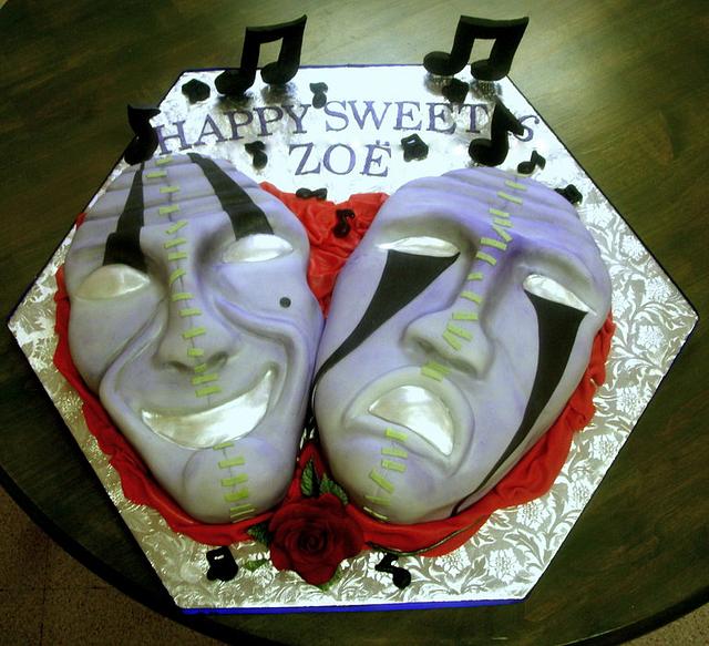 Theatrical Mask Sweet 16 Cake