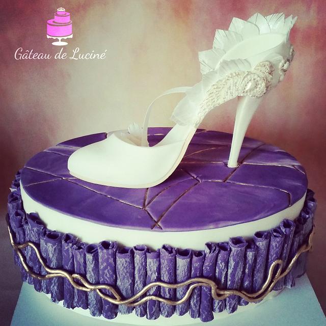 Crackle Effect Wedding High Heel Cake Decorated Cake by CakesDecor