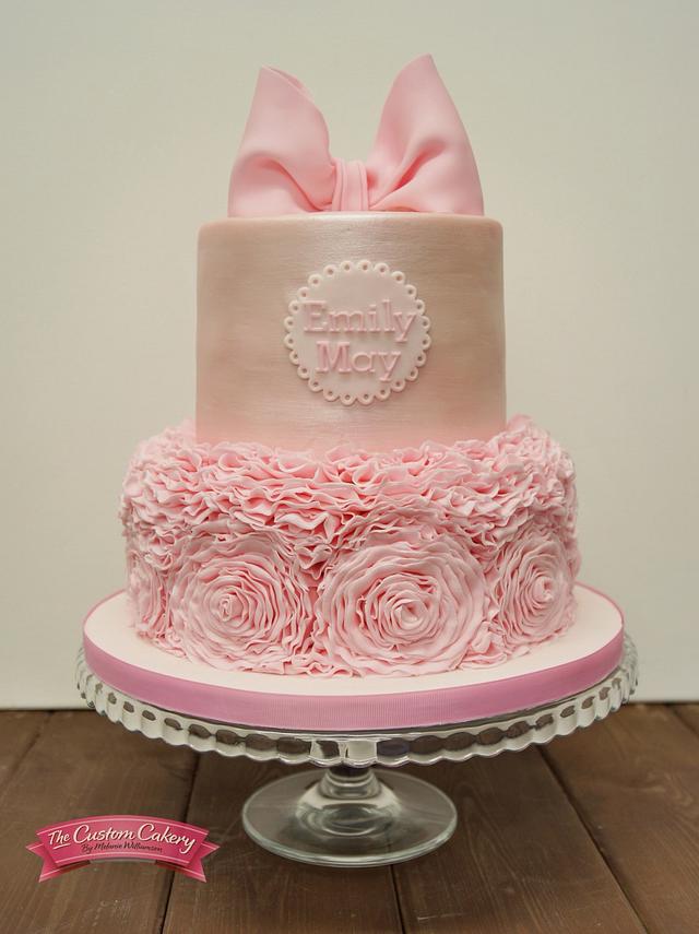 Silky Pink Ruffles - Decorated Cake by The Custom Cakery - CakesDecor