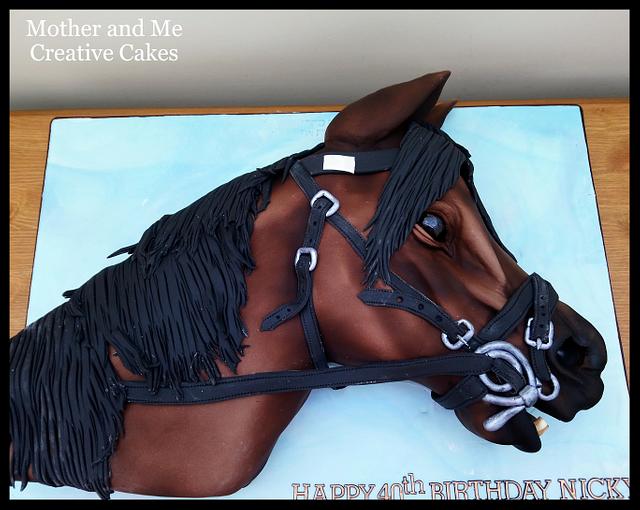 Horse head carved Cake - Decorated Cake by Mother and Me - CakesDecor