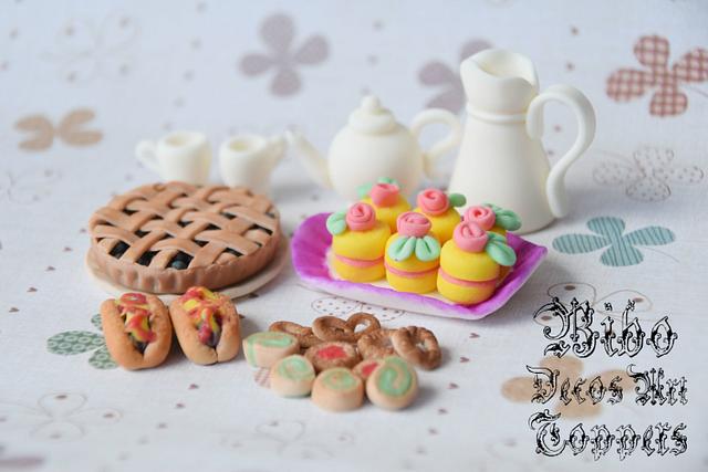 High Tea Set Fondant Topper - Decorated Cake by - CakesDecor