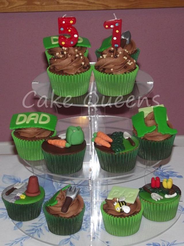 Allotment themed Birthday cupcakes