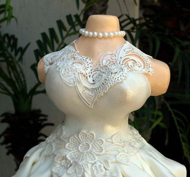 White Wedding Dress Cake ~ Brides dress cake - Cake by - CakesDecor