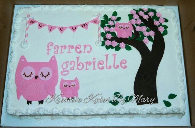 Owl Theme Baby Shower Cake By Mary Kruithof Cakesdecor