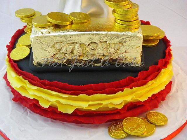 My Father's Gold Leaf 75th Birthday Cake!! cake by Not