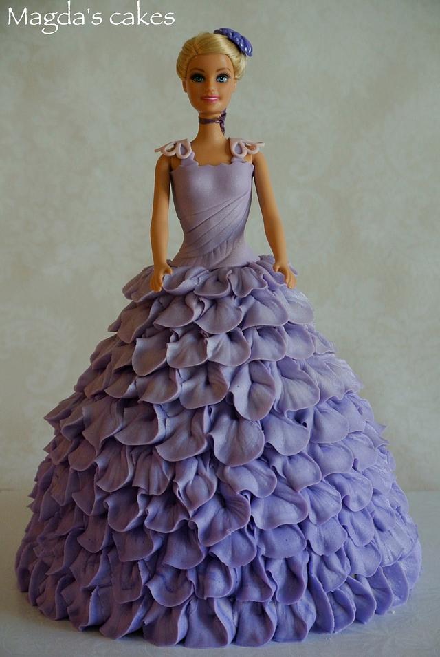 cake cakes doll barbie dress purple princess cakesdecor dolls birthday light buttercream ruffles gateau say should designs play dressed torte