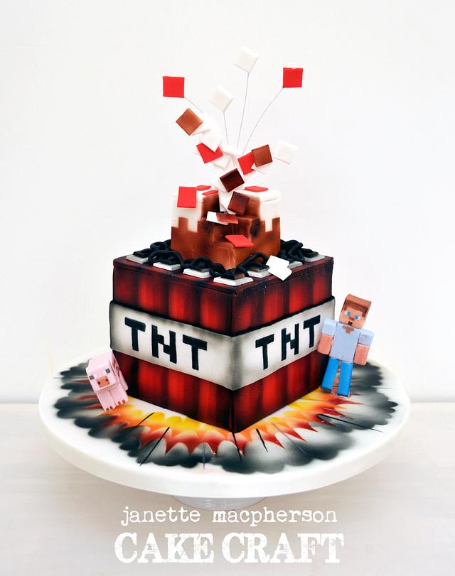 Minecraft TNT Birthday Cake