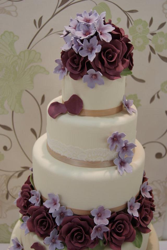 Romantic Roses Wedding Cake Cake by Jayne Plant CakesDecor