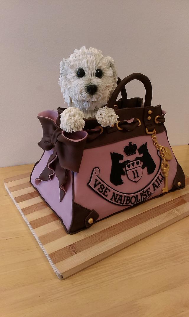 Dog in a handbag cake - Decorated Cake by Jana Candy Art - CakesDecor