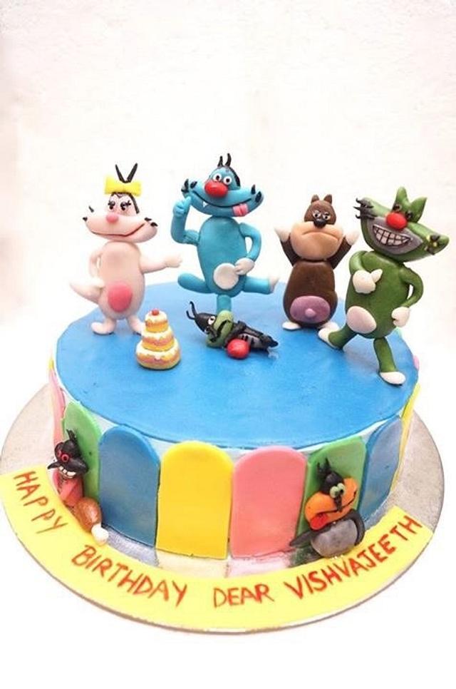oggy and cockroaches cake