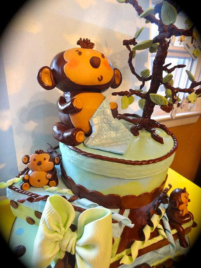 Monkey Theme Baby Shower Cake By Heidi Cakesdecor