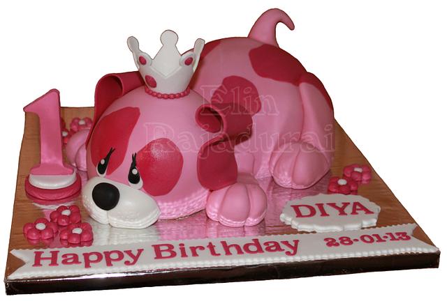 Pink best sale puppy cake