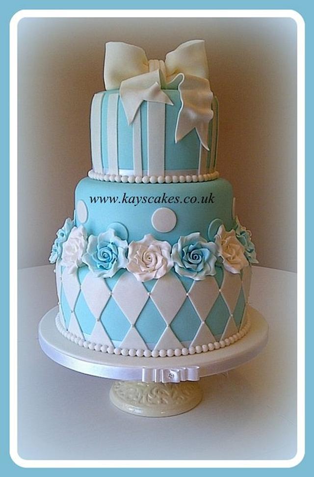 Tiffany Blue & White Stacked Wedding Cake Cake by Kays