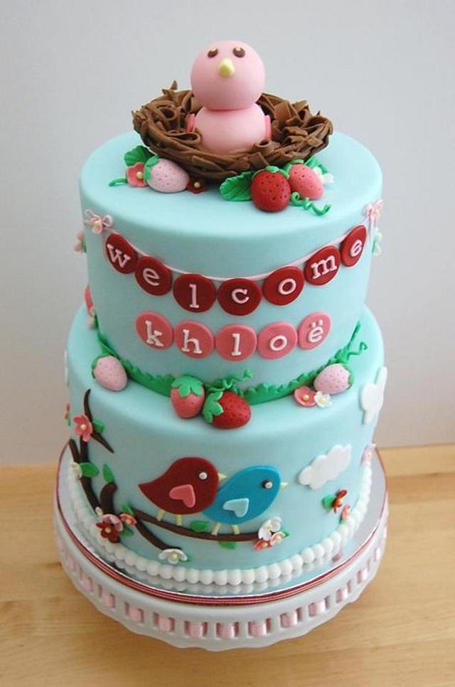 Strawberries and Baby Bird Cake for Katie