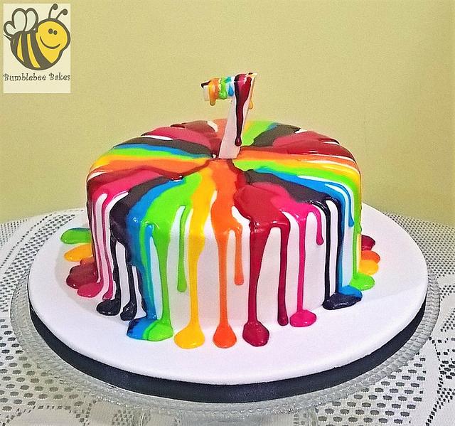 Rainbow Drip Cake Cake by Bumblebee Bakes Goa CakesDecor