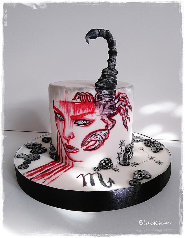 Scorpio sign hand painted Cake by Zuzana Kmecova CakesDecor