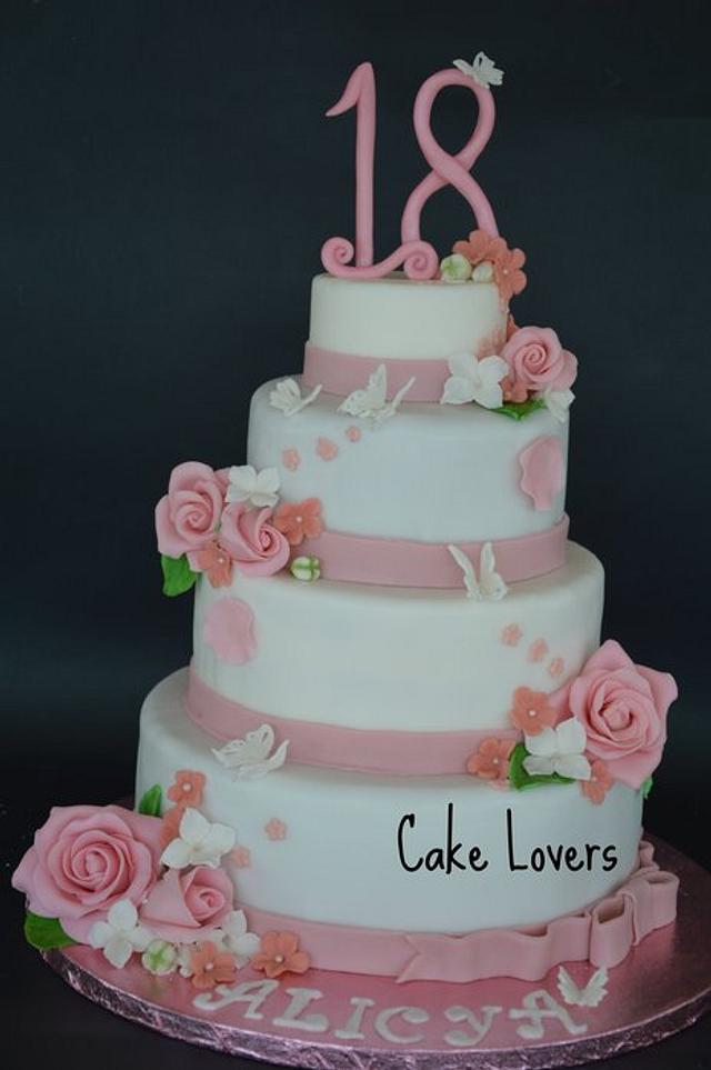 romantic 18th birthday cake - Decorated Cake by lucia and - CakesDecor