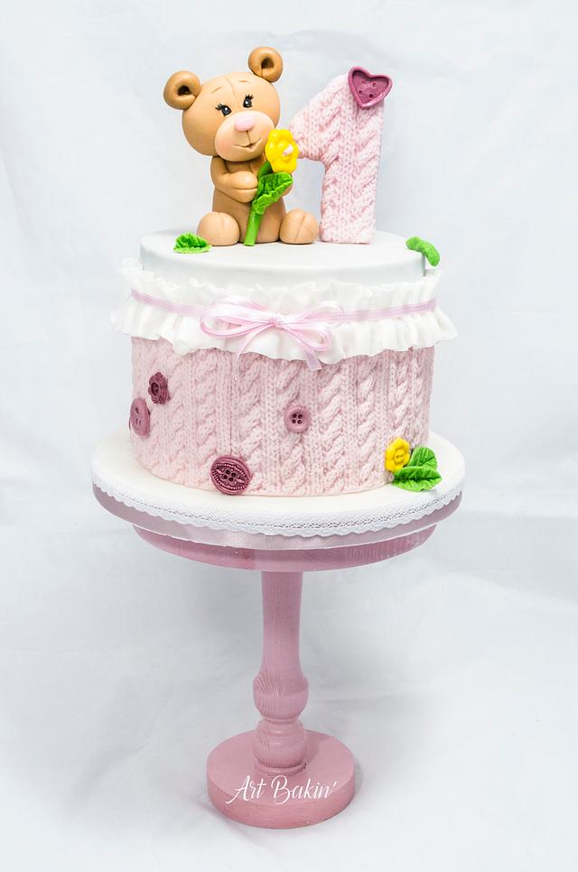 1st Bday Knitted Cake - Decorated Cake by Art Bakin’ - CakesDecor