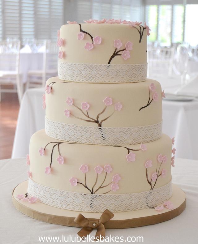 Cherry Blossom Wedding Cake - Decorated Cake by - CakesDecor