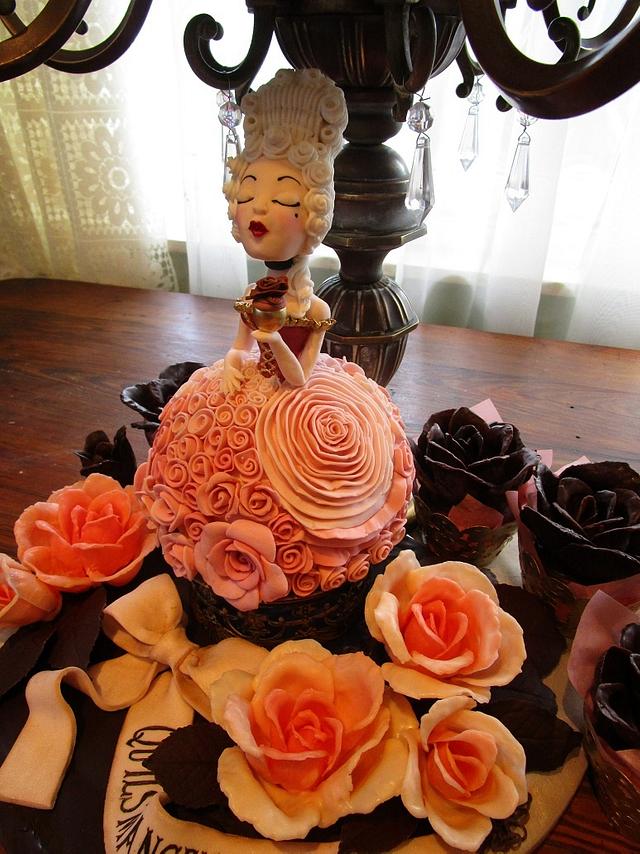 Marie Antoinette and roses - Decorated Cake by gailb - CakesDecor