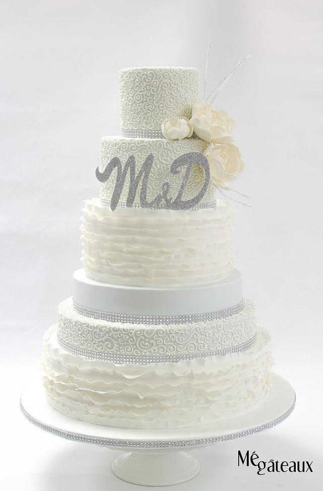 silver wedding Cake by Mé Gâteaux CakesDecor
