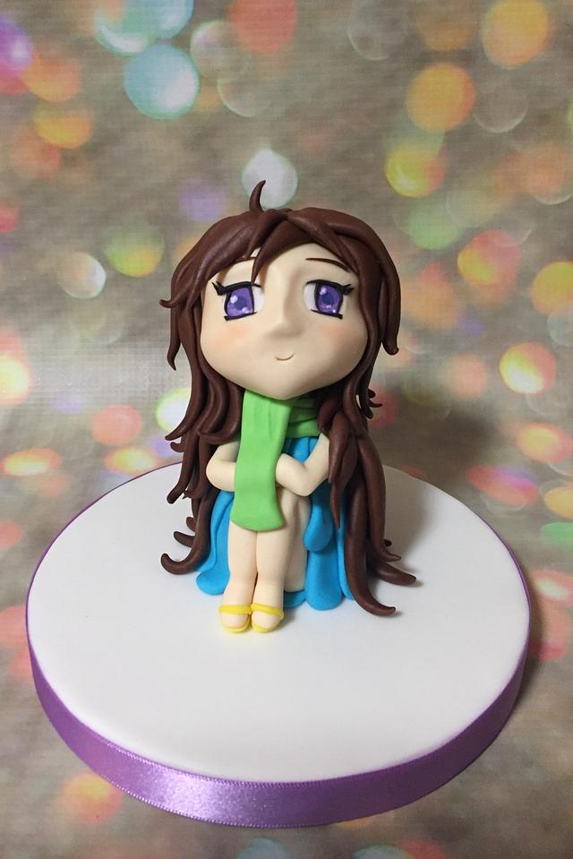 Little winter anime girl - cake by The Cake Lady - CakesDecor