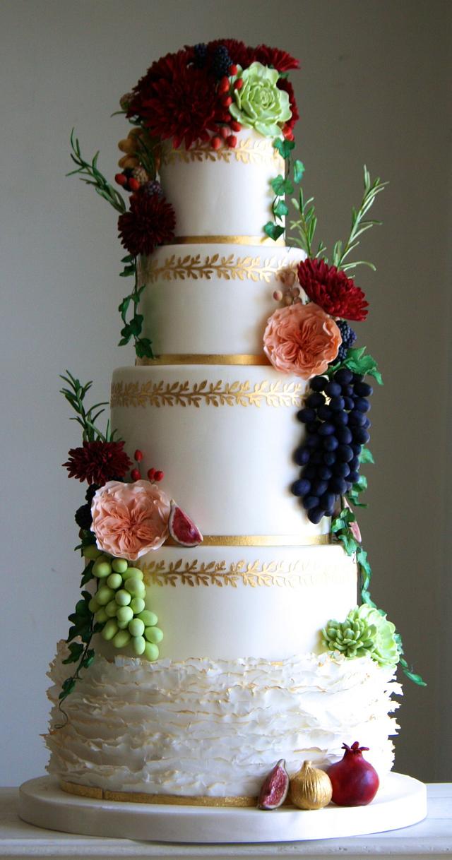 Gold Fruit & Flower Cake - Cake by Sada Ray - CakesDecor