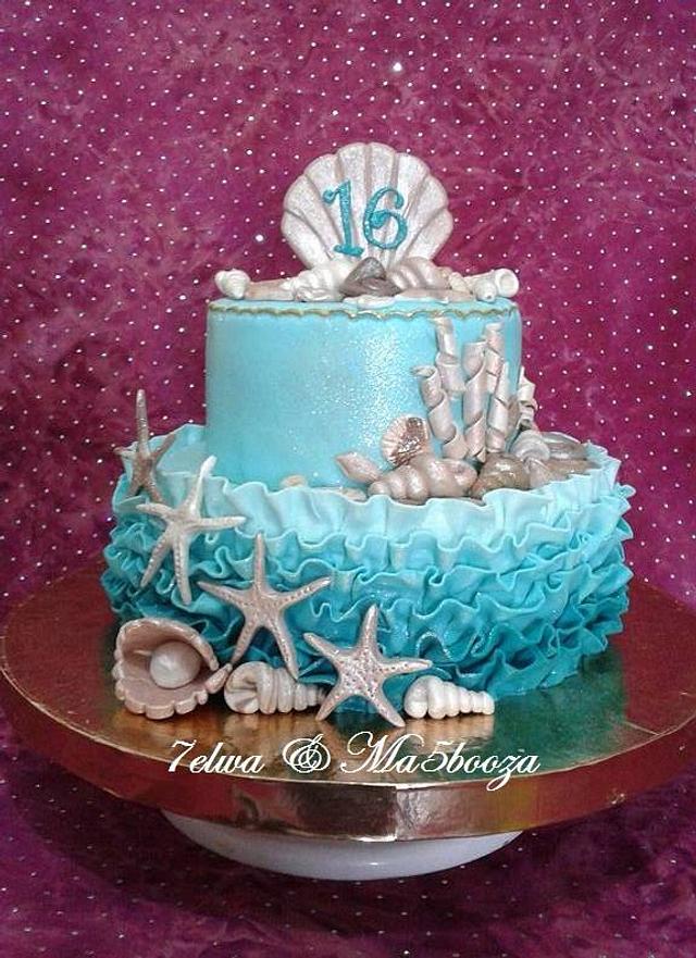 Sea shells Decorated Cake by Zahraa Fayyad CakesDecor