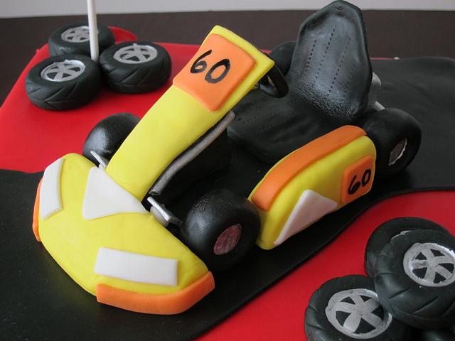 60th birthday hockey/go-kart cake