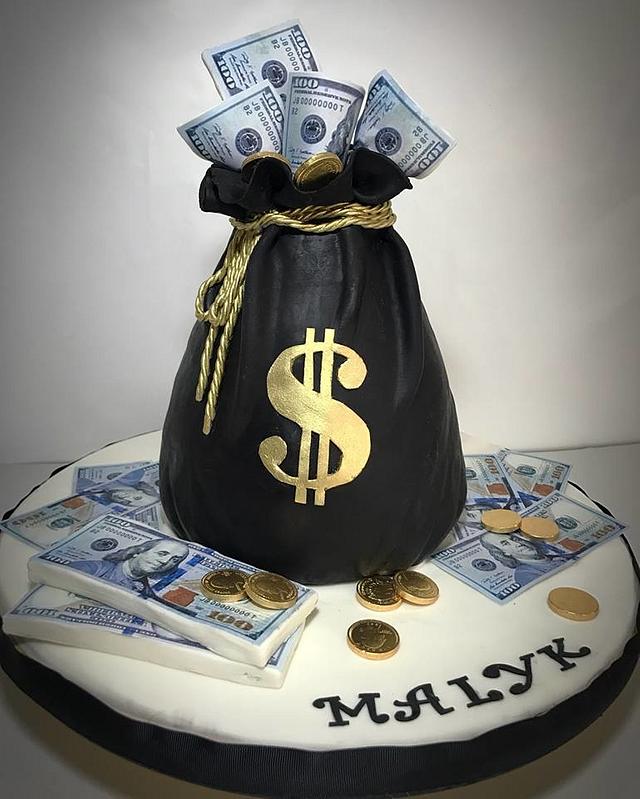 Money bag cake - Decorated Cake by The Cake Mamba - CakesDecor