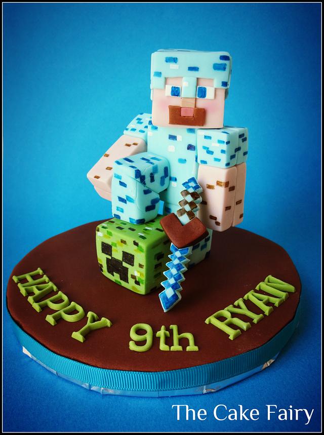 Minecraft Steve in Diamond Armour cake toppers
