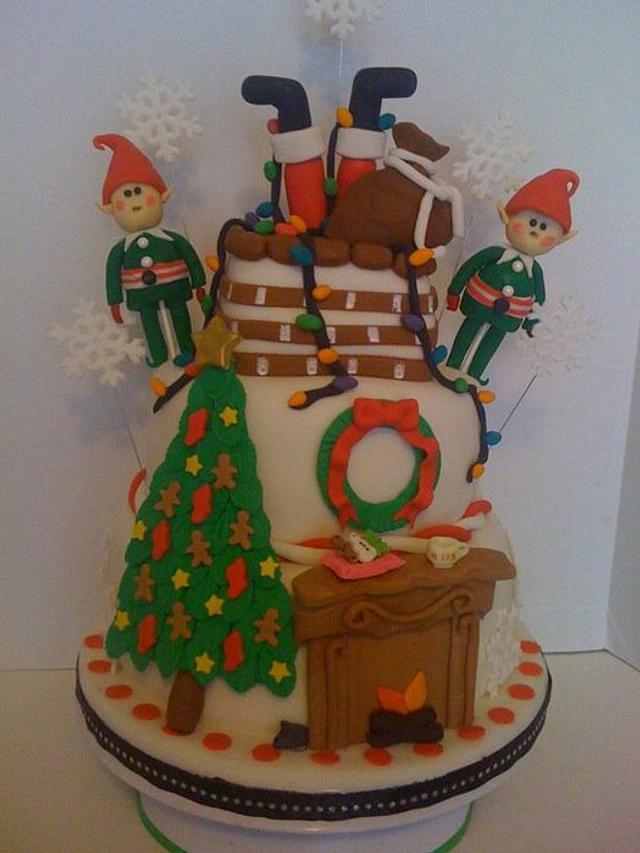 Santa and elves - Cake by DeliciousCreations - CakesDecor