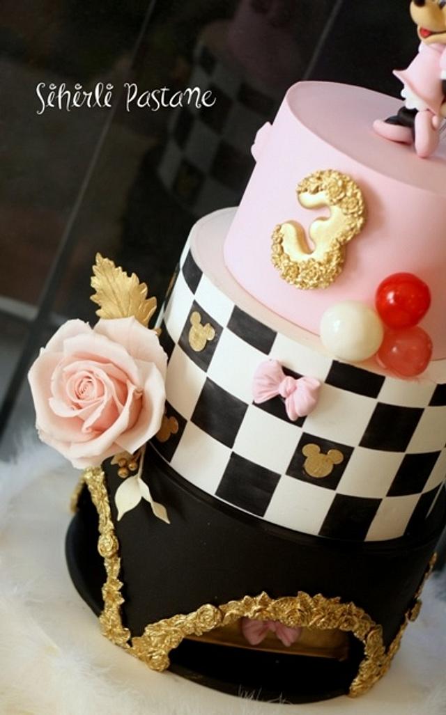 Gold Black Minnie Mouse Cake