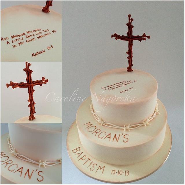 Rustic Baptism Cake Decorated Cake by Caroline Nagorcka CakesDecor