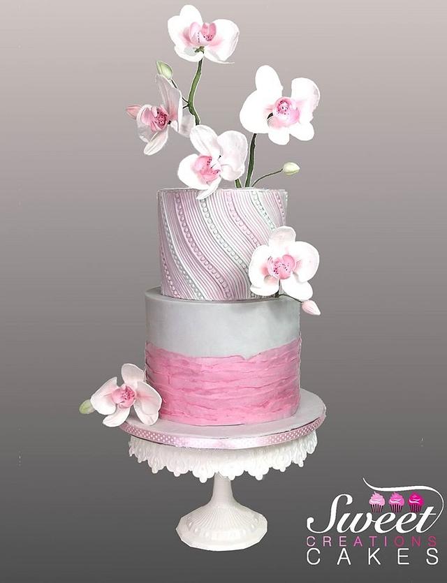 Pink Orchids Cake Decorated Cake By Sweet Creations Cakesdecor 7296