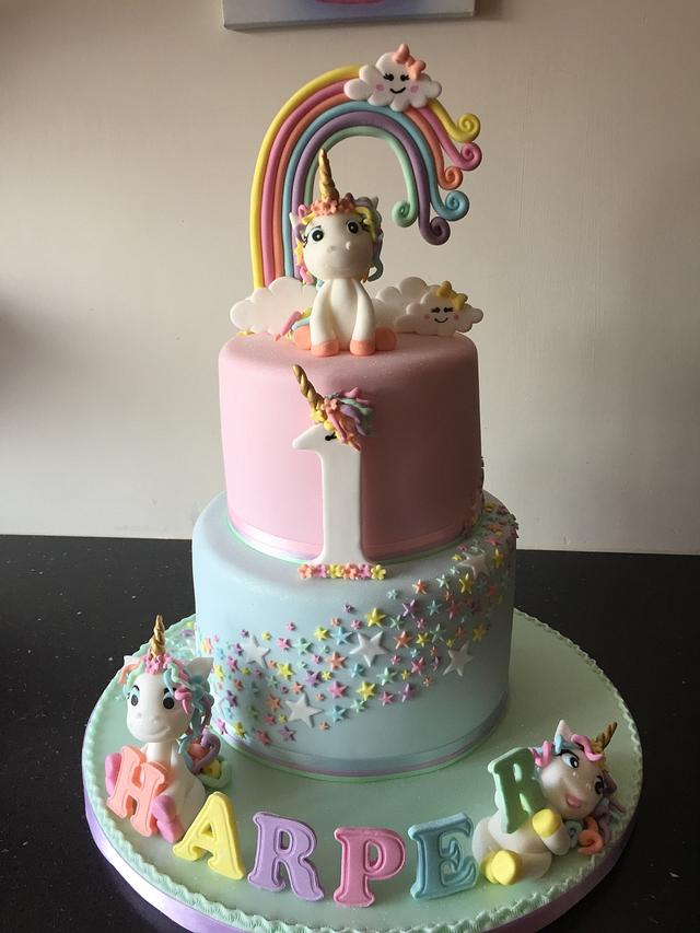 Cute Unicorn Cake Designs : Blue Cake with Pastel Rainbow, icing drip &  Unicorn