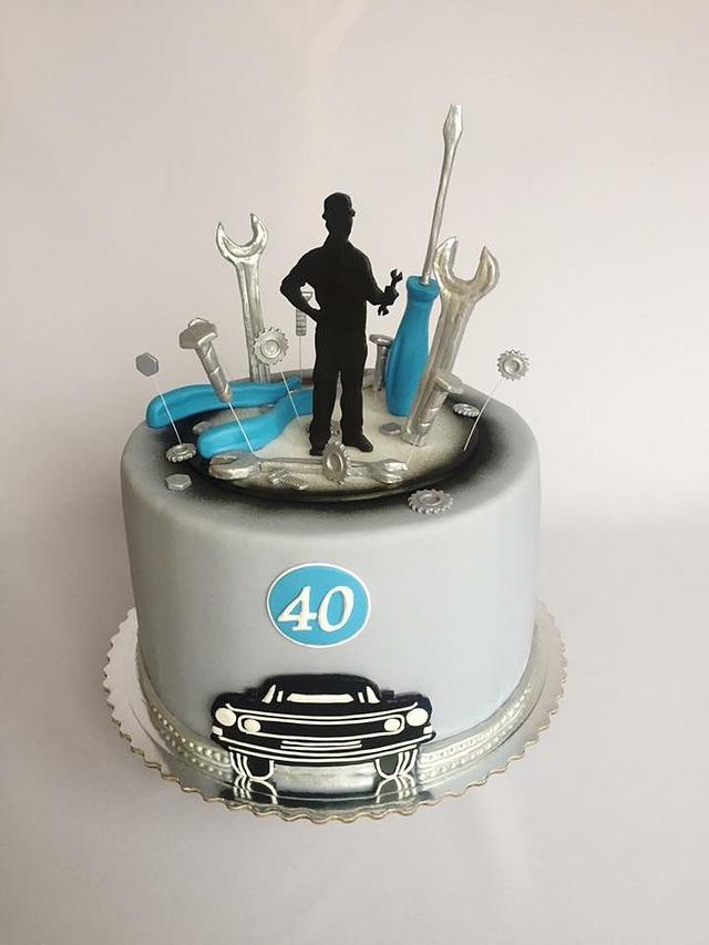 Car mechanic birthday cake 