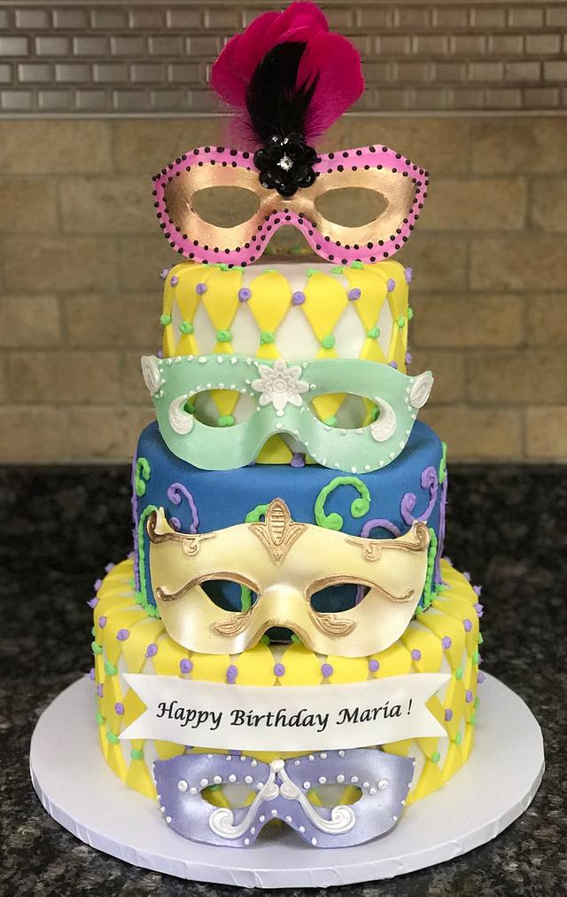 New Orleans Masquerade Decorated Cake by Pattie Cakes CakesDecor