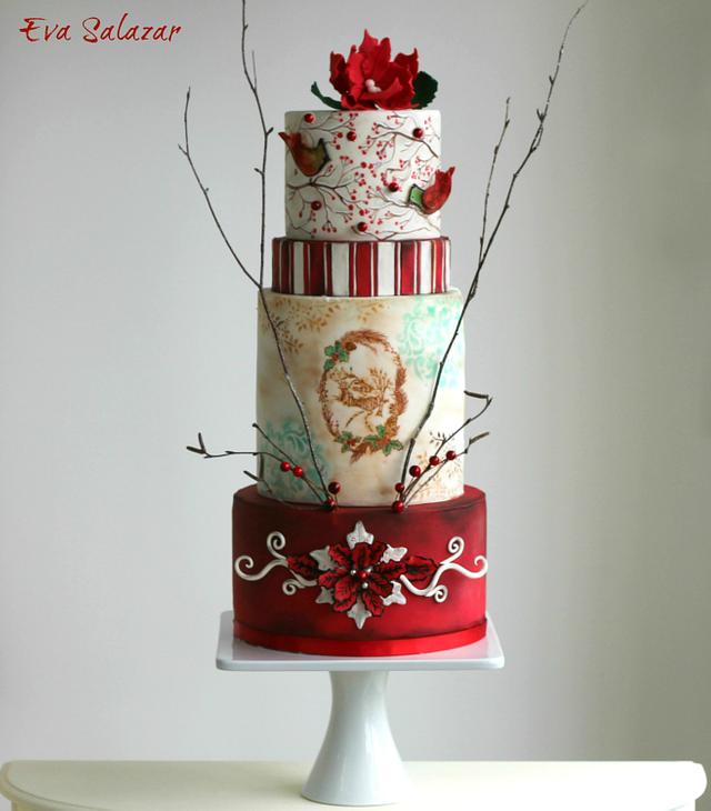 Christmas Birds Cake with Tutorial - Decorated Cake by - CakesDecor