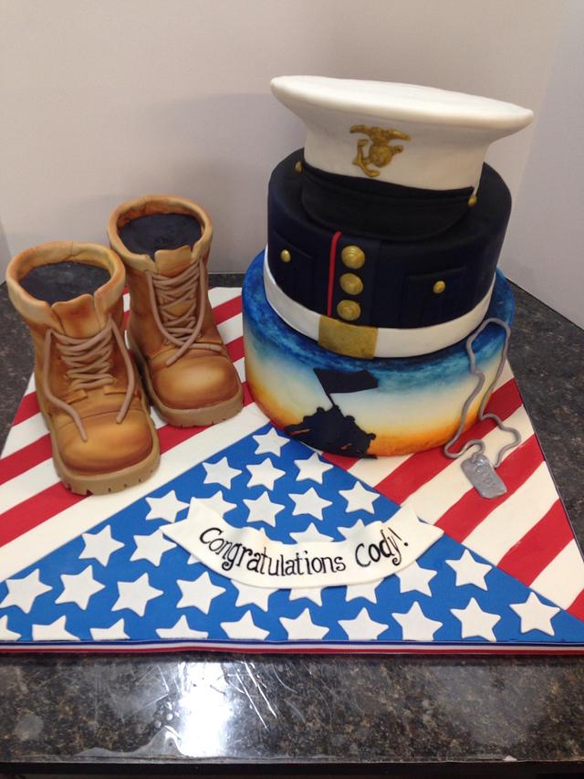 Graduation cake for soon -to -be Marine - Decorated Cake - CakesDecor