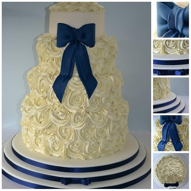 4tier rose swirl wedding cake