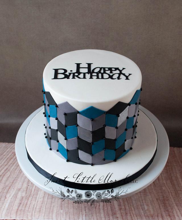 Geometric Birthday Cake Decorated Cake by Stephanie CakesDecor