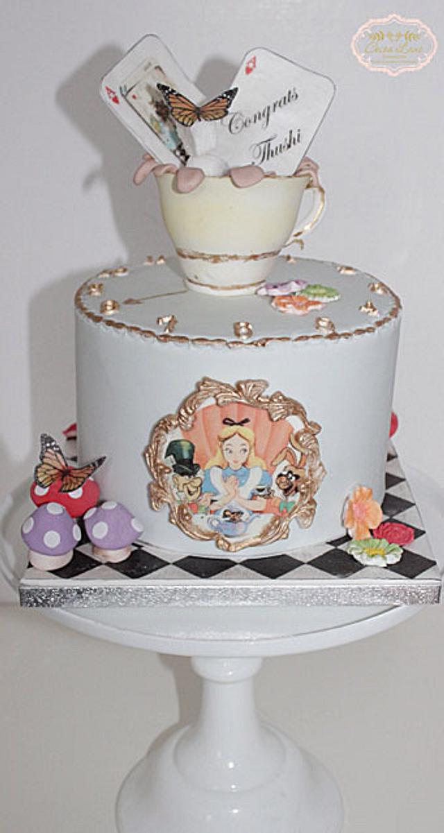 theCakeWorks - Getting back to being busy in the kitchen. Alice in Wonderland  baby shower cake ❤ this style of cake