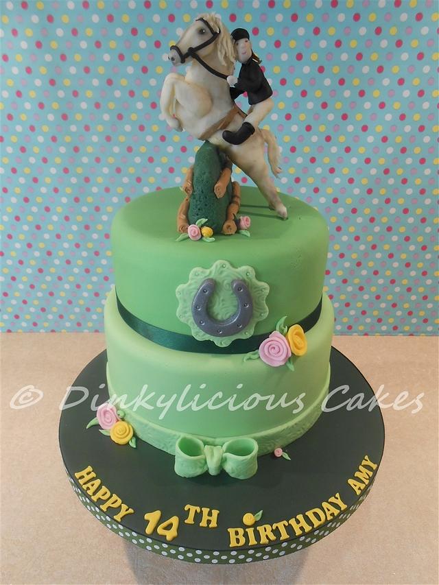 Horse jumping Cake - Decorated Cake by Dinkylicious Cakes - CakesDecor