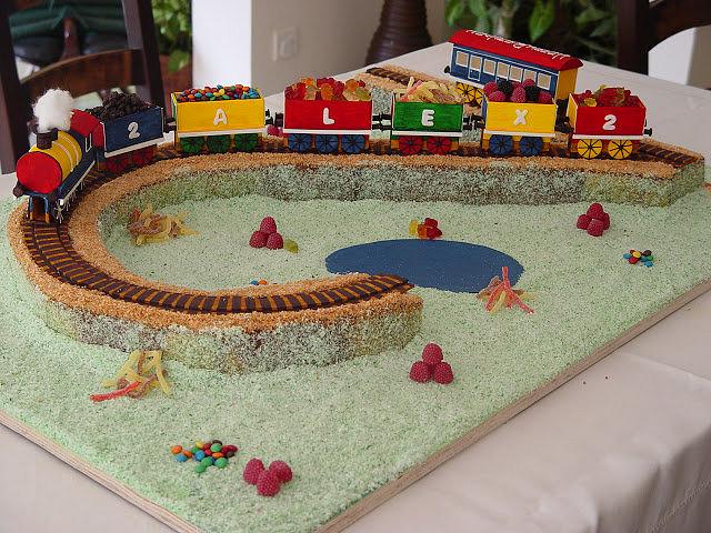No. 2 cake with Train and Track - Cake by Nadia Zucchelli - CakesDecor