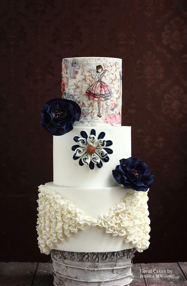 WHITE& NAVY BLUE WEDDING CAKE - Cake by Jessica MV - CakesDecor