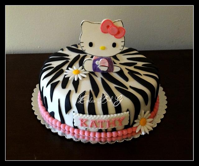 Hello Kitty Zebra Print Cake