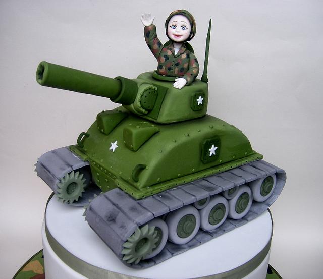 Baby in tank Christening cake Decorated Cake by Karen CakesDecor
