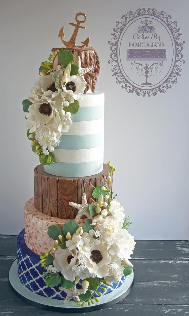 Elegant Nautical Wedding Cake