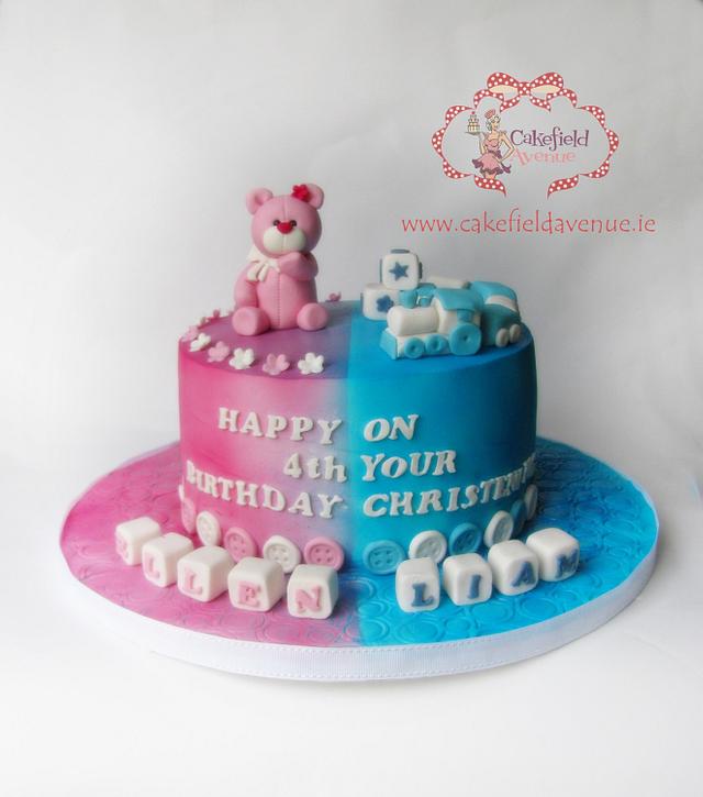 JOINT BIRTHDAY & CHRISTENING CAKE Decorated Cake by CakesDecor